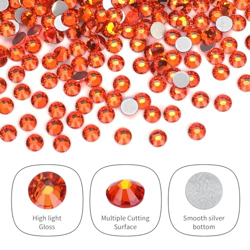 Orange Rhinestones Bulk - 10000pcs SS10 Flat Back Glass Gems