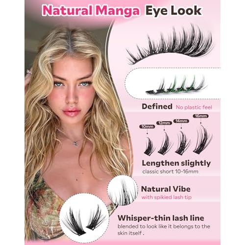 Goddvenus Manga Lash Clusters Kit Natural 300 Pcs Cluster Eyelash Extensions Kit Wispy Fairy Fluffy Eyelash Clusters Anime Cosplay Individual Lash Extensions Kit CC Curve 10-16mm