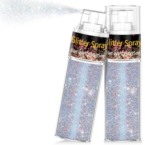 Hair and Body Glitter Spray, 1PC Glint-Rainbow Glitter Hairspray Dry Powder Makeup for Clothes, Festival Rave Loose Sparkle Powder,Holographic Ultra Fine Glitters for 4th of July Accessories