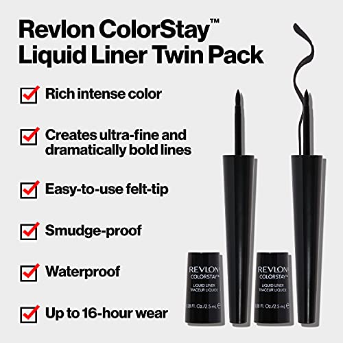 Revlon ColorStay Liquid Eyeliner - 251 Blackest Black, 2 Pack