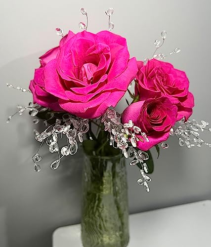 50 Stems Handmade Acrylic Flower Bouquet with White Pearl Beads