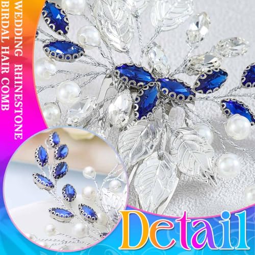 Navy Blue Rhinestone & Pearl Bridal Hair Comb - Wedding & Special Occasion Hair Accessories