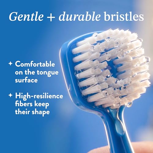 Tongue Cleaner Brush for Adults - Soft Bristle Tongue Scraper with Cap