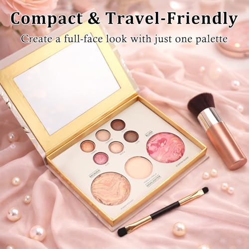 Jutqut All-in-One Face Makeup Palette - Eyeshadow, Blush, Bronzer & Highlighter