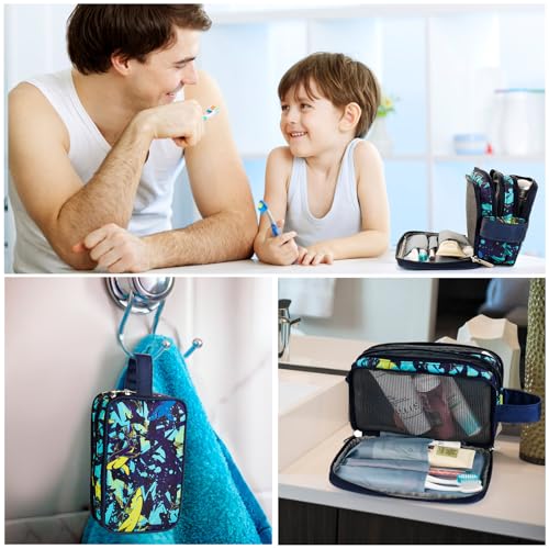 Shark Navy Kids Toiletry Bag - Waterproof Hanging Travel Bag