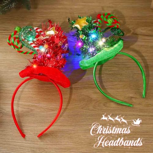 Light Up Christmas Tree Headband Accessories - Pack of 2