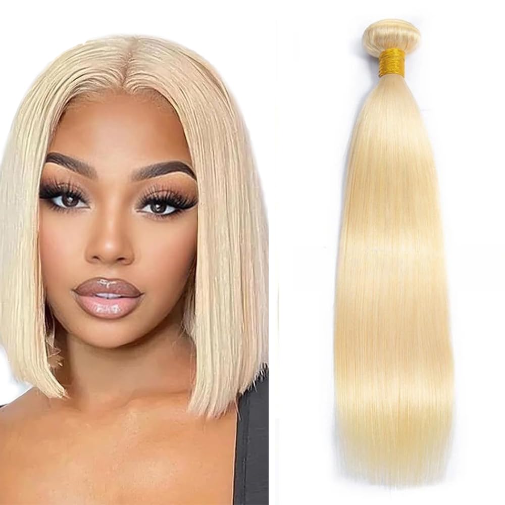 Freiuoke 613 Straight Bundle 14 Inch Blonde Human Hair Bundles 613 Bundles Human Hair Brazilian Unprocessed Virgin Hair Single Bundle