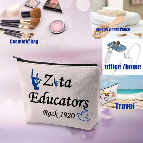 Zeta Educators Rock Canvas Makeup Bag - Greek Sorority Gift Pouch