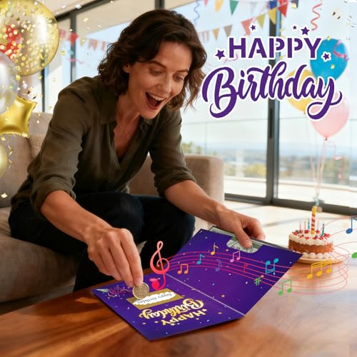 Ecloverlife Musical Birthday Card with Cash Holder & DIY Stickers