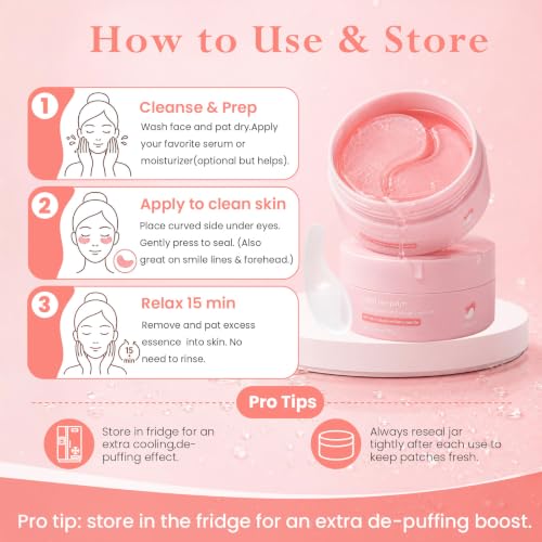 Duoffanny Salmon DNA PDRN Under Eye Patches - Collagen & Brightening Mask, 60 Ct