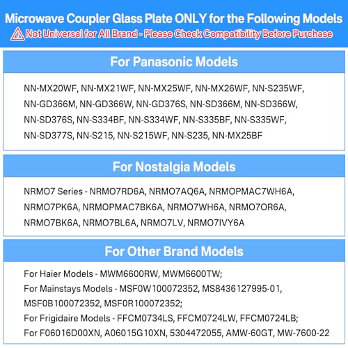 9.6" Microwave Glass Turntable Plate for Panasonic & Nostalgia Models