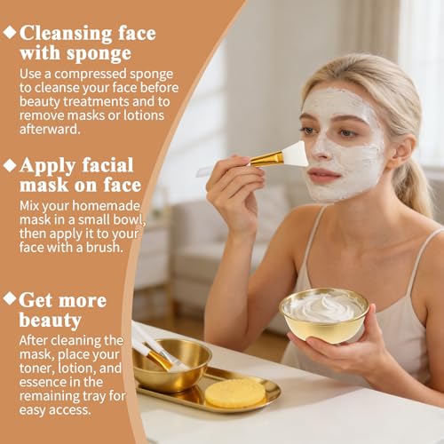 22-Piece Gold Facial Bowl and Brush Set for Spa & DIY Skincare