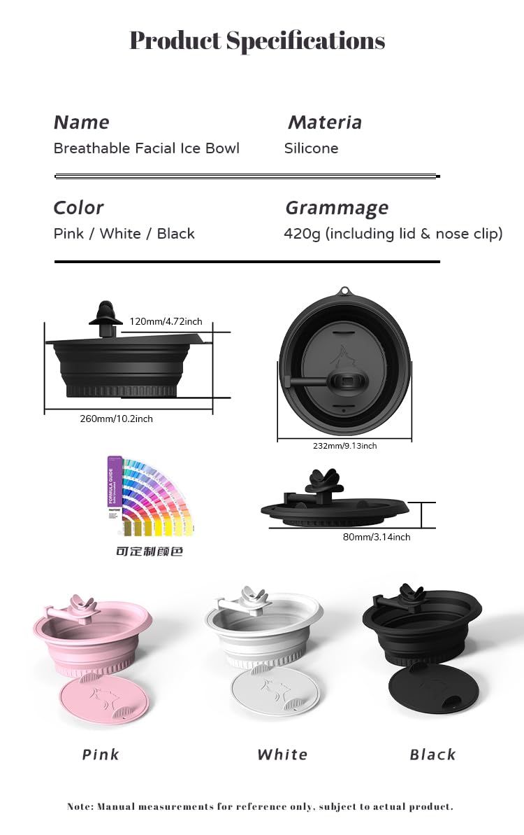 Face Ice Bath Bowl with Breathing Tube - Silicone Ice Bowl for Face Cold Plunge Tub, Portable Face Tub for Ice Bath, Skin Tightening and Depuffing Skincare Tool (Black)
