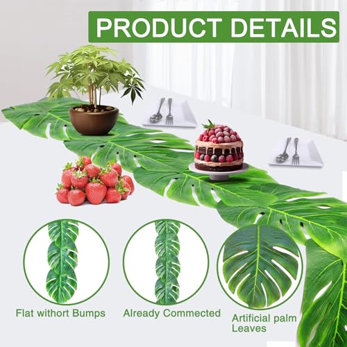 Artificial Palm Leaves Table Runners - 72 Inch, Set of 2 for Tropical Events