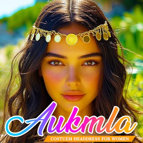 Aukmla Gold Sequin Head Chain Jewelry for Women - Costume Headband