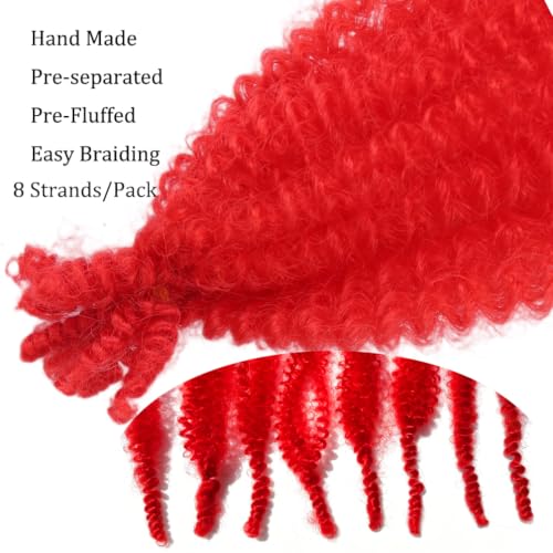 Jiefeng Red Afro Twist Hair 24 Inch - 3 Packs Springy Crochet Braids