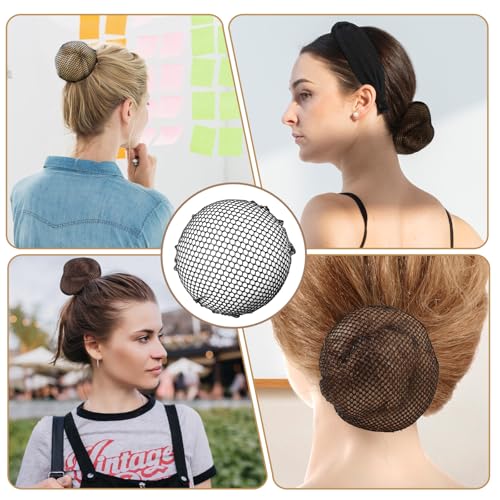 8 PCS Invisible Black Mesh Hair Nets - Reusable Elastic Bun Covers