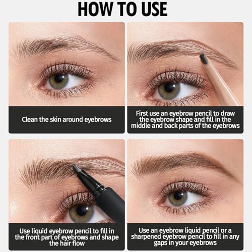 Lezauesy Waterproof Eyebrow Pencil Set - Long-Lasting Natural Brow Pen (2 Pcs)