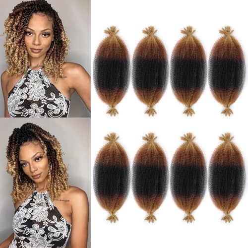 Yufeihe 16 Inch Marley Twist Braiding Hair 8 Packs, 1B/30/27 Color Variations