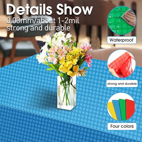 Colorful Building Block Tablecloths - 4 Pack Disposable 54x108in