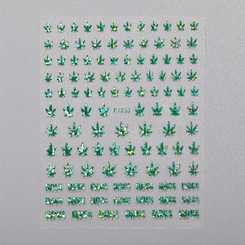 3D Holographic Maple Leaf Nail Stickers - Colorful Nail Art Decals for Manicure