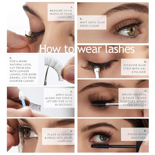 Eliace 50 Pairs Wispy Cat Eye False Eyelashes - 14mm Faux Mink Strip Lashes
