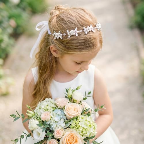 Flower Girl Headpiece with Pearls and Rhinestones - Elegant Hair Accessory
