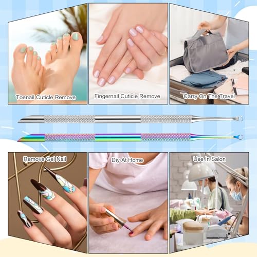 Ptwola Dual Ended Cuticle Remover Kit - Stainless Steel Nail Care Tools