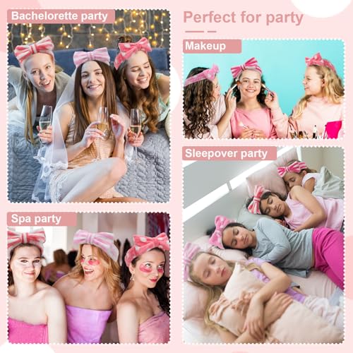 WHAVEL 6 Pack Pink Spa Headbands - Soft Microfiber Face & Hair Wraps for Makeup & Shower, Type 12