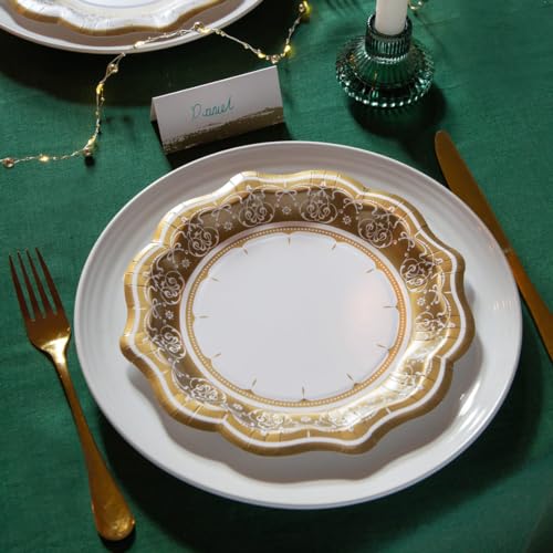 Gold Disposable Paper Party Plates - 24 Pack, 9 Inch, Elegant Design
