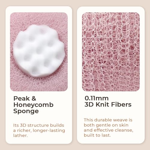 5-Pack Bath Sponges with Suction Cup Hook - Pink, Yellow, Green, Purple, Gray | Soft Exfoliating Loofah Set for Gentle Cleansing