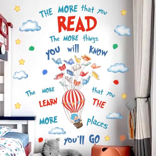 Hot Air Balloon Reading Wall Decal - Inspirational Classroom Decor