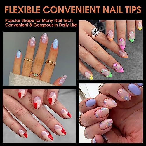 BORNBYME Extra Short Almond Soft Gel Nail Tips 120PCS Full Cover False Nails