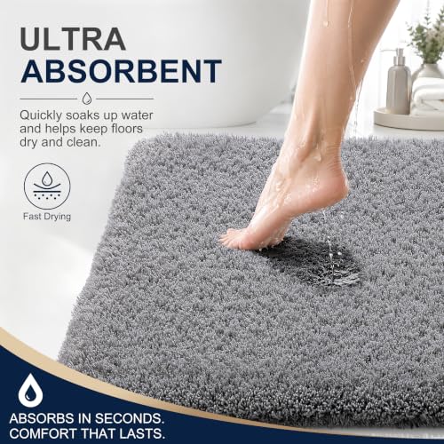 OLANLY Microfiber Bath Mat 30x20 - Soft, Absorbent & Non-Slip