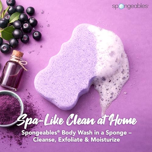 Spongeables Acai Berry Body Wash Sponge - 20+ Washes