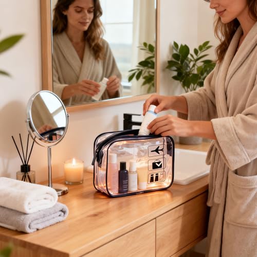 TREALDATE Clear TSA-Approved Travel Toiletry Bags - 10 Pack