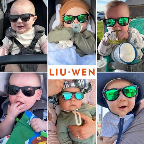 LIU·WEN Polarized Baby Sunglasses, 40mm Flexible Infant Shades, 0-18 Months