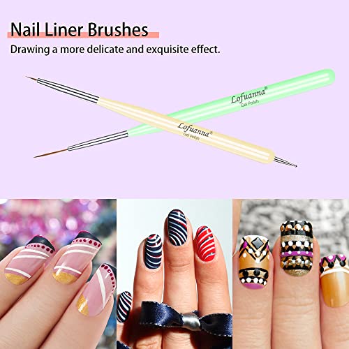 Colorful Nail Art Brush Set 6Pcs with Gel, Dotting & Detailing Tools