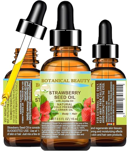 Botanical Beauty 100% Pure Strawberry Seed Oil - Cold Pressed Face & Hair Oil