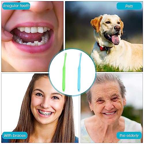 WLLHYF Soft Small Head Tufted Toothbrush Set - 2 Pack (Blue & Green)