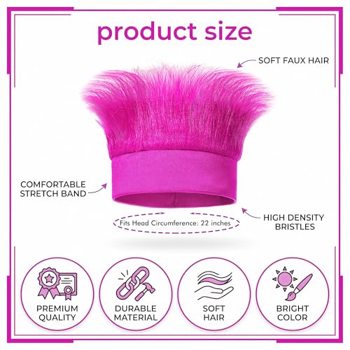 Hot Pink Hairy Headbands - 6pcs Funny Costume Accessories for Adults