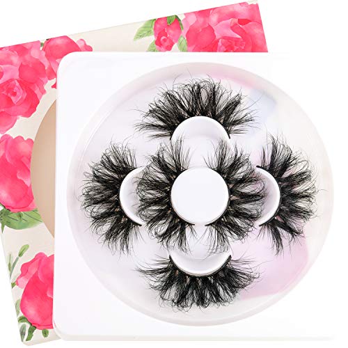 HICOCU 25mm Fluffy Mink False Eyelashes Style H361 - Dramatic Volume, Cruelty-Free Siberian Mink, Reusable Lash Extension