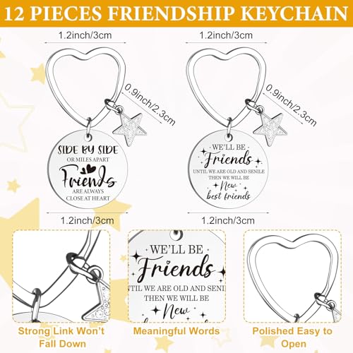 24-Piece Friendship Gift Set: 12 Canvas Makeup Bags & 12 Stainless Keychains
