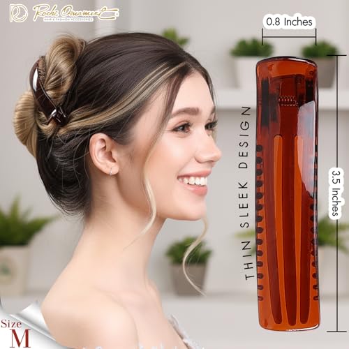 RC ROCHE 6-Pack Medium Brown Duckbill Hair Clips for Women & Teens Alligator Style