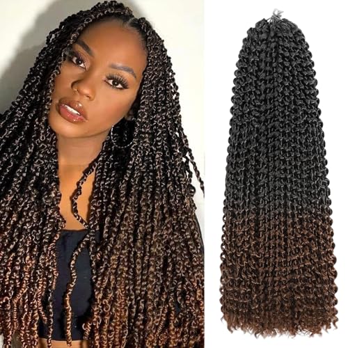 MCNJM Passion Twist Hair 16 Inch T/30# - 8 Packs Water Wave Crochet Extensions for Black Women