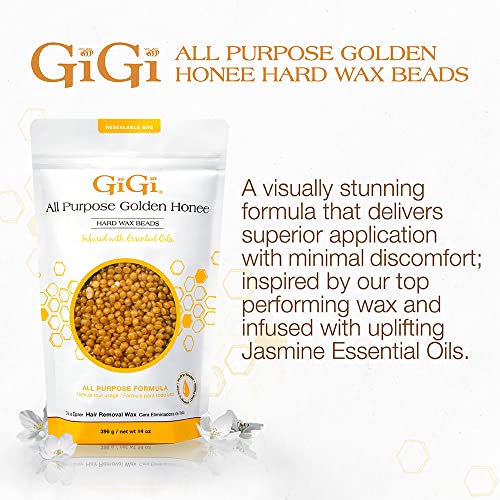 GiGi Golden Honee Hard Wax Beads, 14 oz – Stripless Hair Removal Wax for Face, Bikini & Body