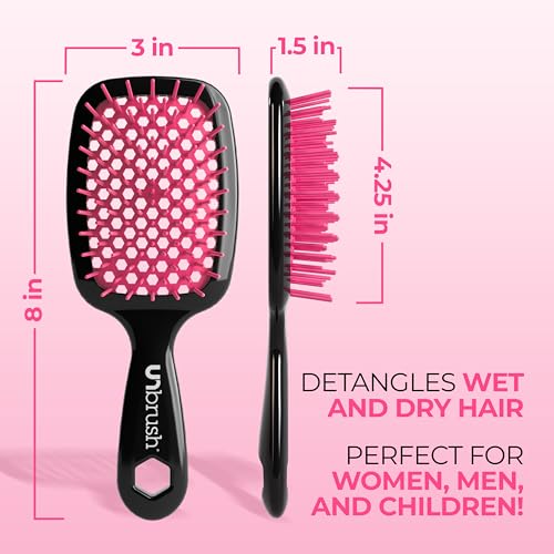 FHI Heat UNbrush Detangling Brush for Pain-Free Brushing on All Wet or Dry Hair Types ? Durable DuoFlex Anti-Static Bristles, Lightweight Handle, Vented Hair Brush, Cherry Blossom