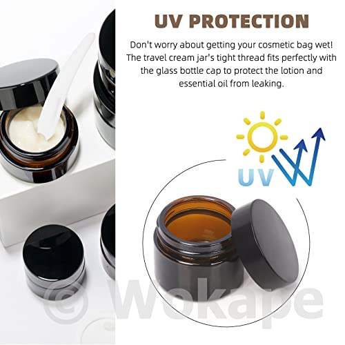 Wokape 40-Piece Amber Glass Jar Set with Lids and Spatulas for Cosmetics