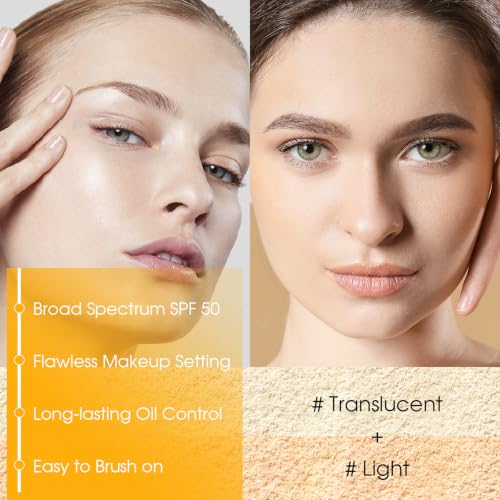 2PCS Mineral Powder Sunscreen Setting Makeup - SPF 50 Brush On for