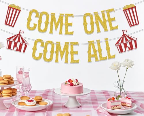 Come One Come All Circus Banner for 1st Birthday Party Decorations
